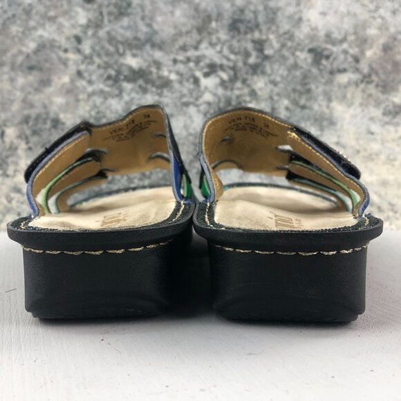 ALEGRIA Women's 38 (8-8.5) Venus Multicolor Gleam Leather Strappy Wedge Sandals - Picture 4 of 13